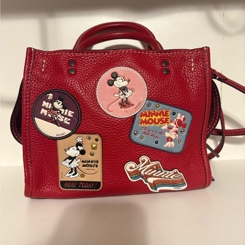 Coach Rogue Disney Edition - Red Pebbled Leather Patch Minnie Mouse
